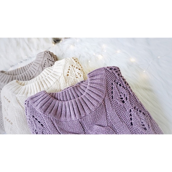 NEW! Puff Sleeve Off Shoulder Loose Knit Sweater - Picture 6 of 8